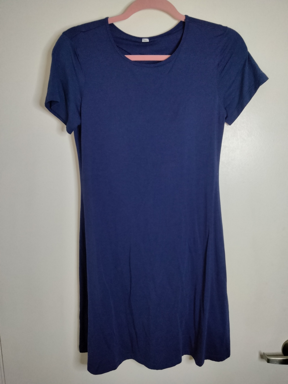 Uniqlo (Size M) Blue Cotton Stretch Blend SS Fit Flare T-Shirt Mini Shift Dress